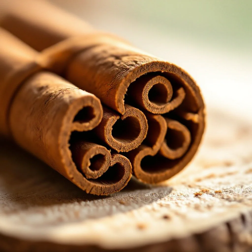A single cinnamon quill cross-sectioned
