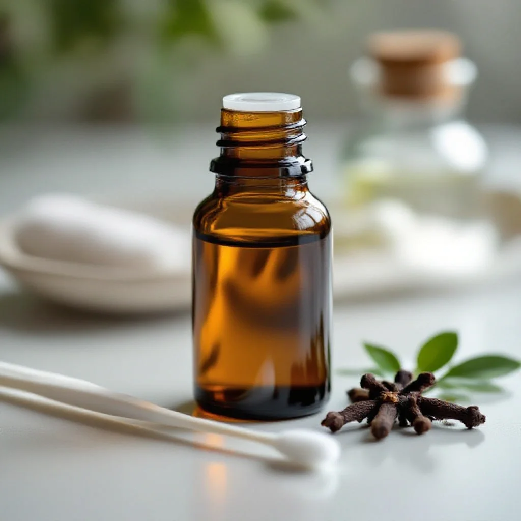 A dentist's cotton swab with clove oil visible
