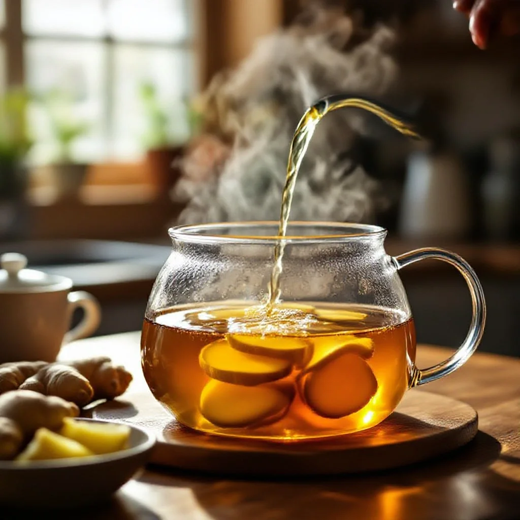 A ginger tea being prepared