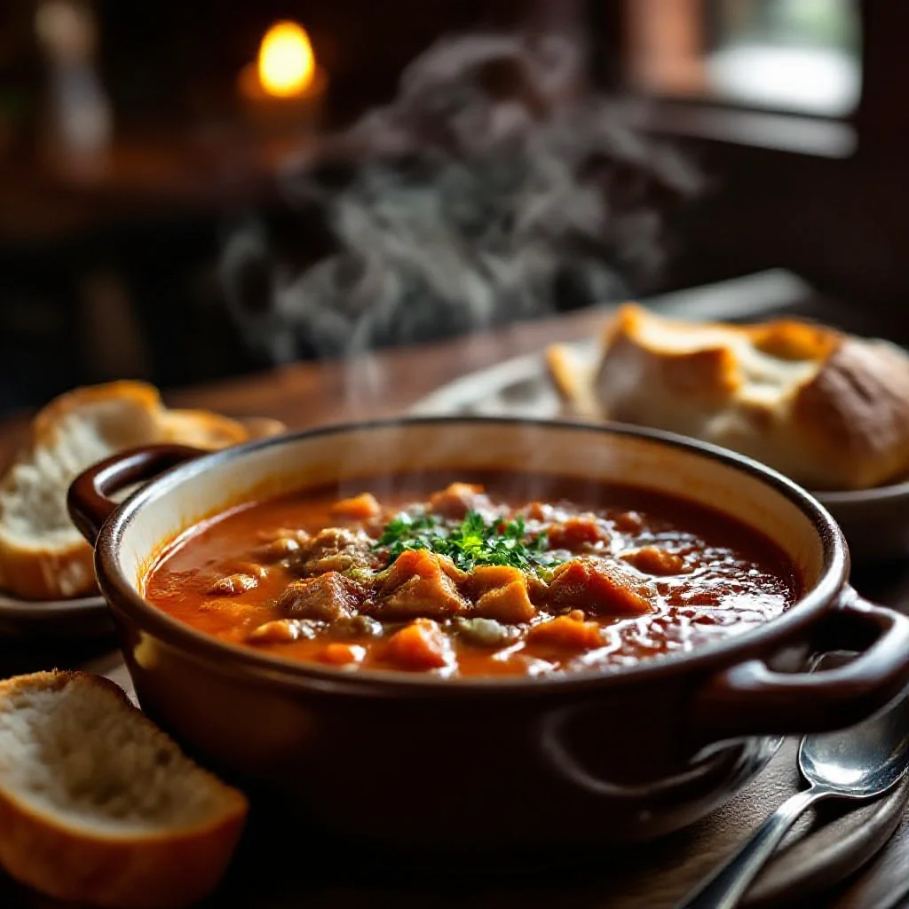 Hungarian goulash being served
