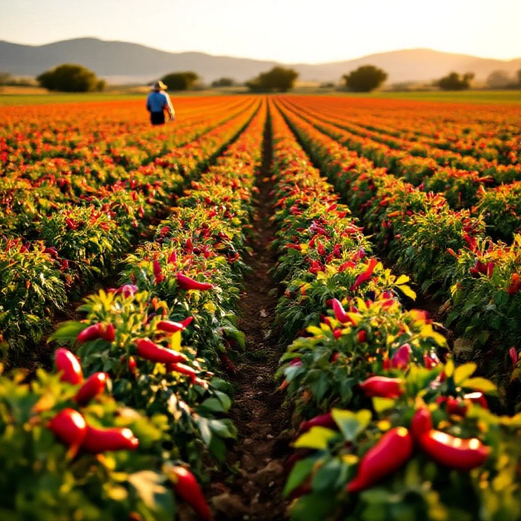 Paprika red pepper fields in southern Spain