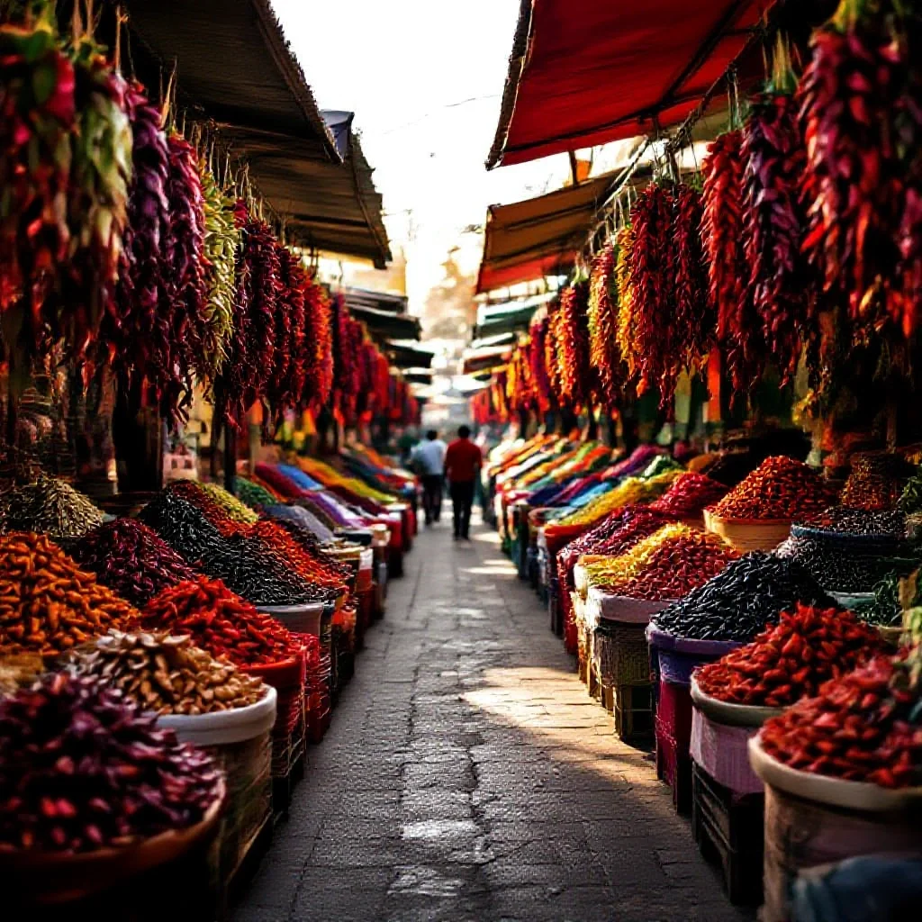 A Mexican chilli market