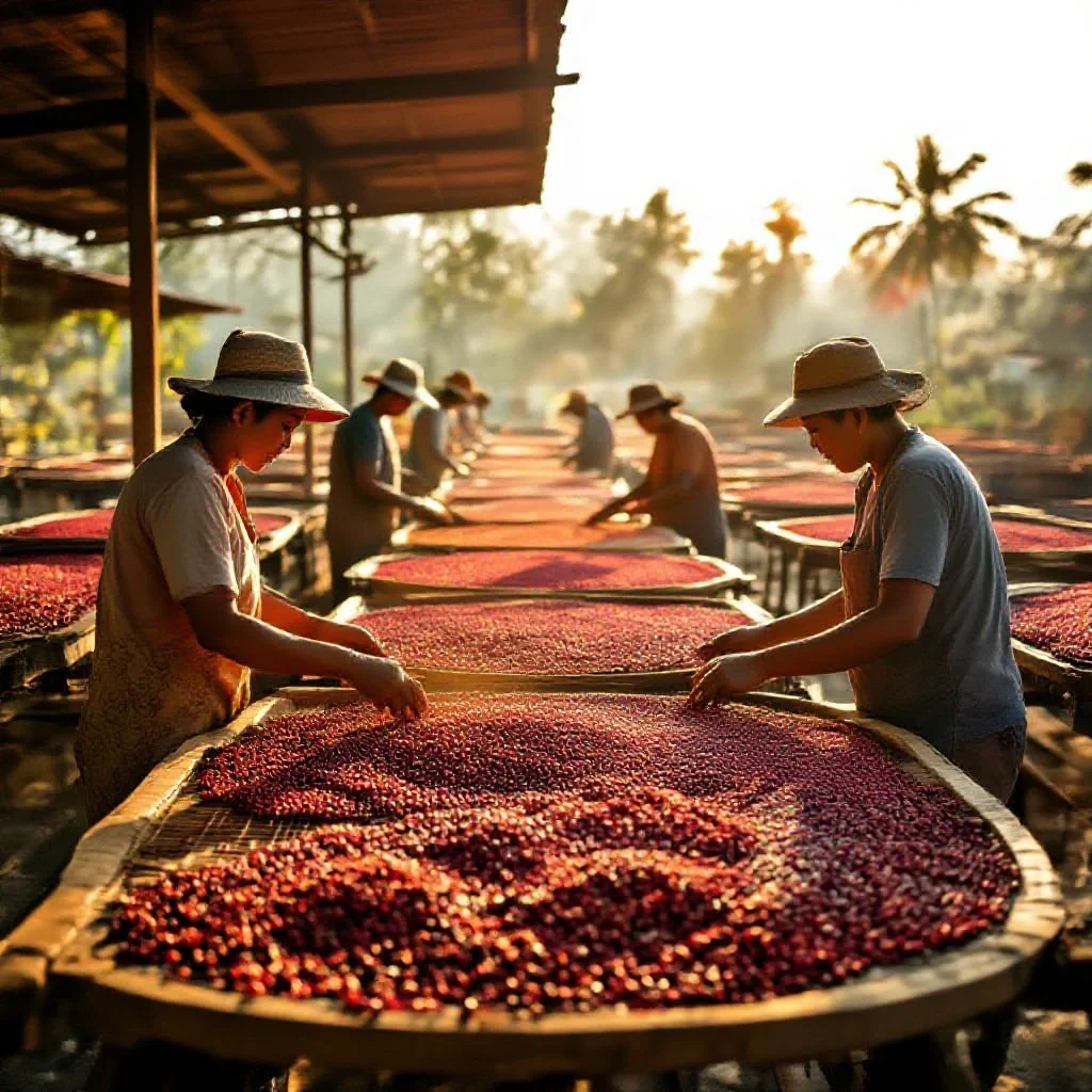 A dried pepper processing facility in Kampot Cambodia