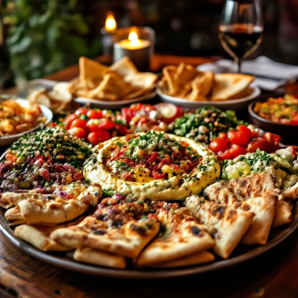 A Lebanese mezze spread