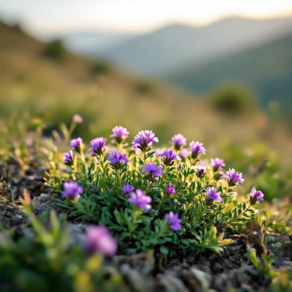Wild thyme growing on a Lebanese hillside