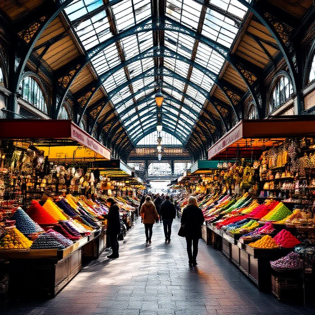 A French marché des épices in a historic covered market hall