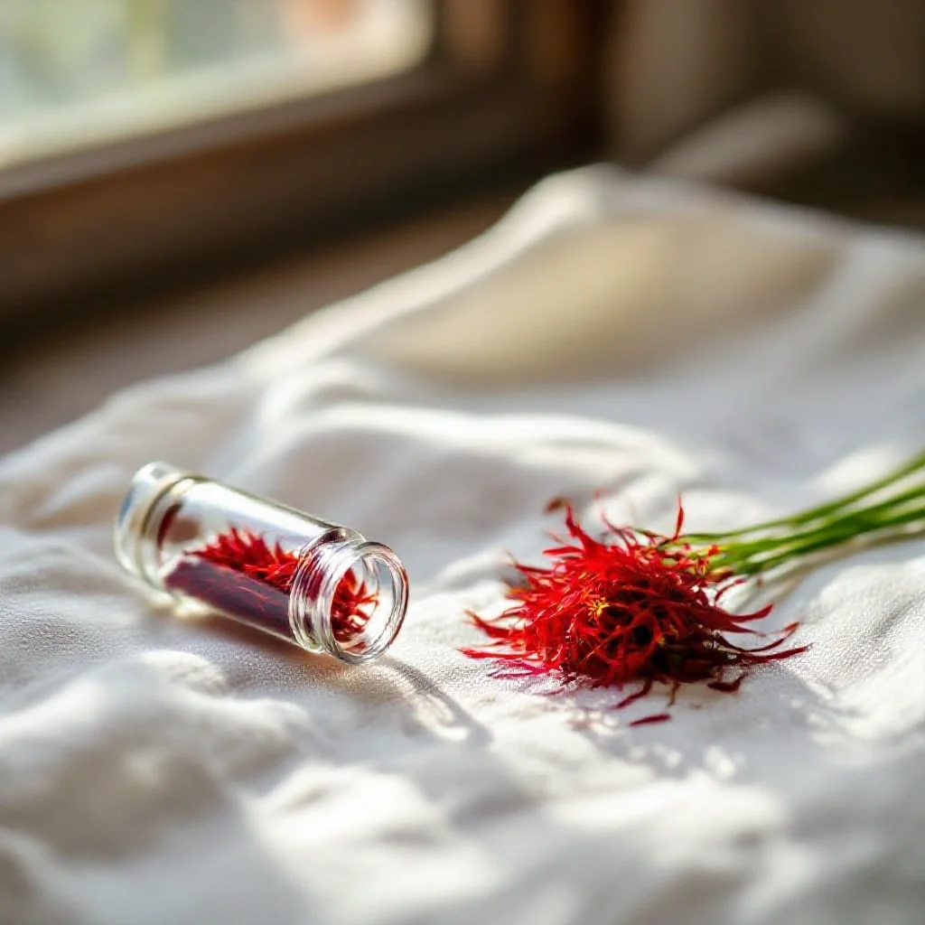 Freshly harvested saffron from Quercy