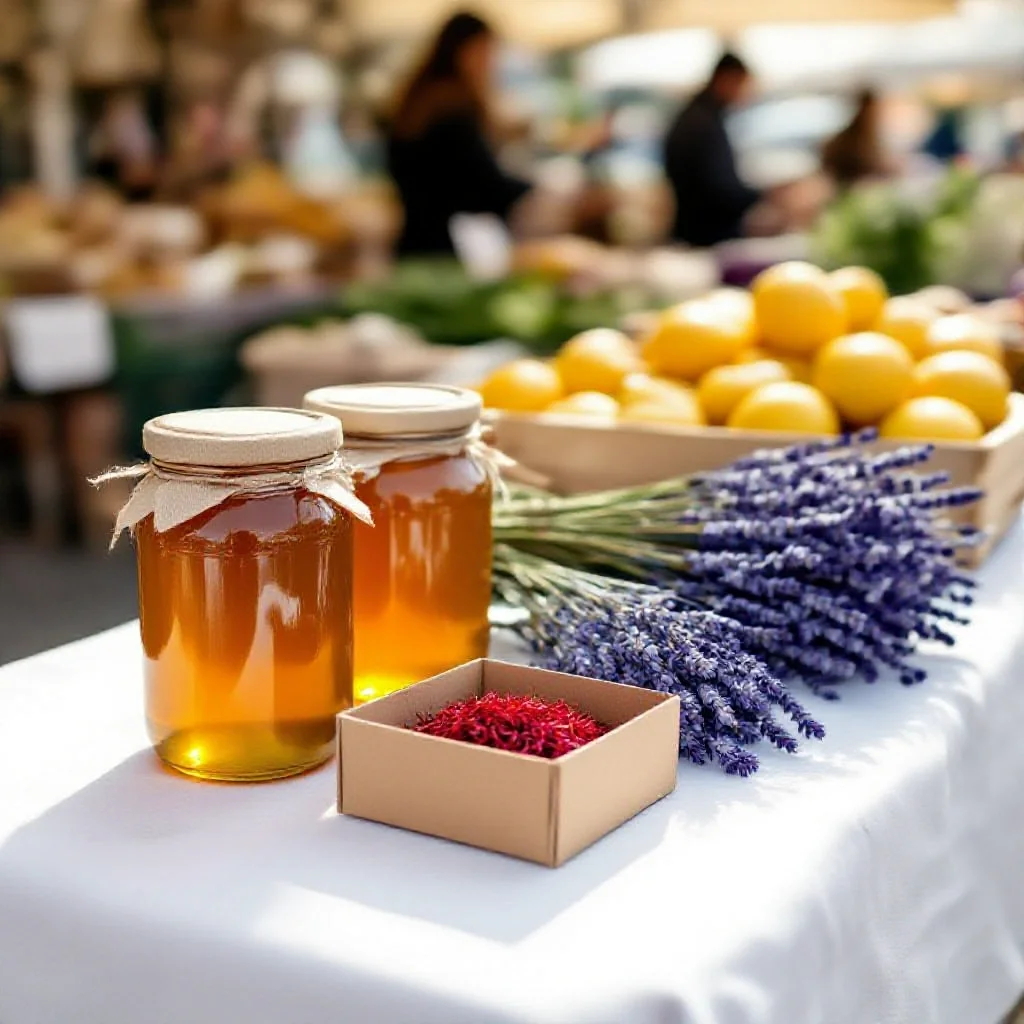 A French Saturday morning farmer's market table