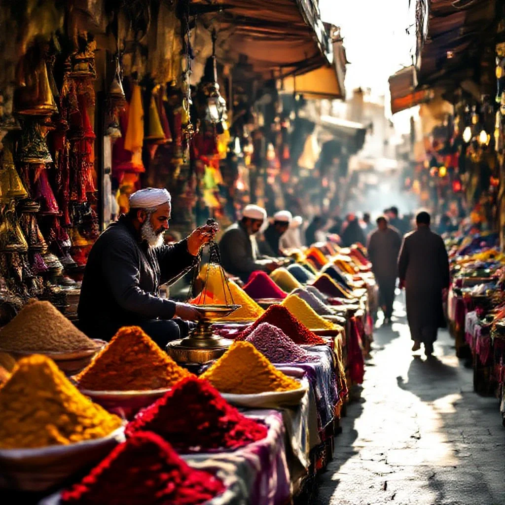 A crowded Iranian spice souk