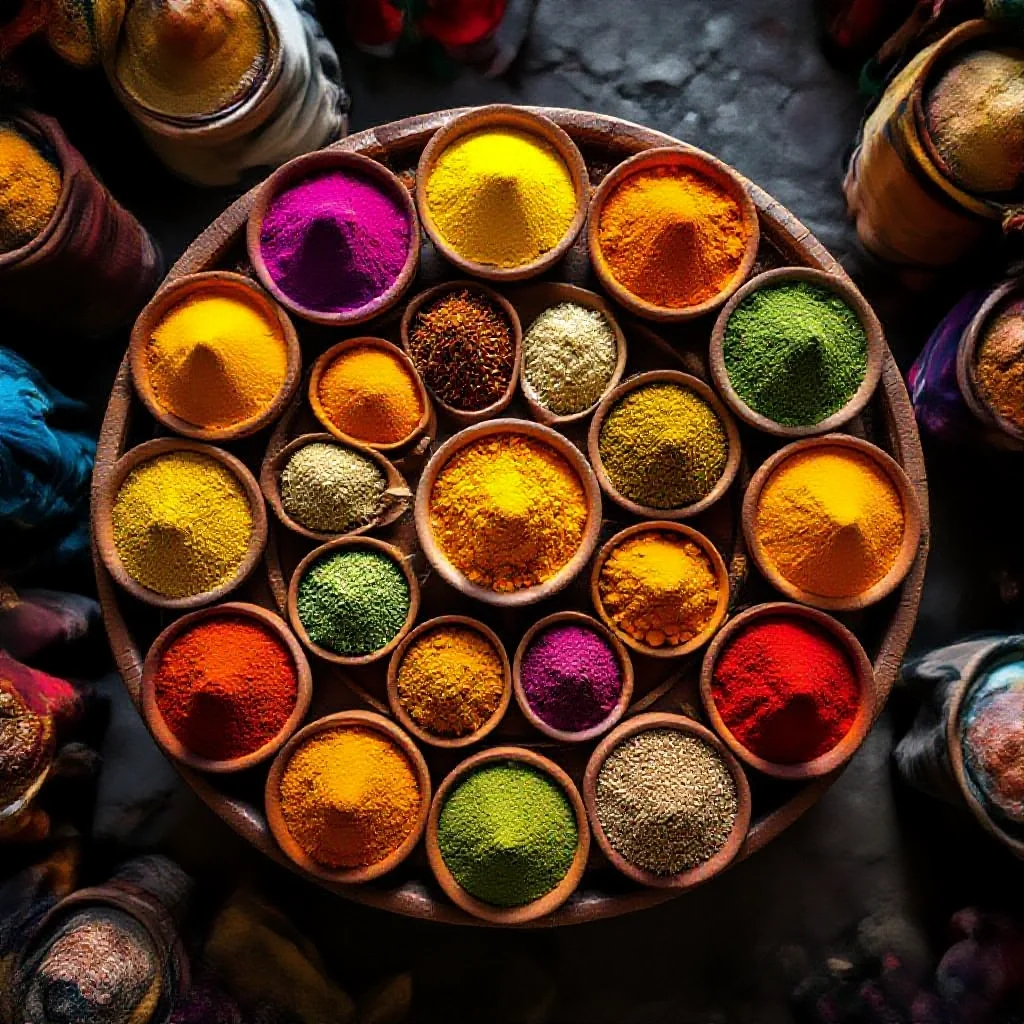 A Moroccan spice market from above