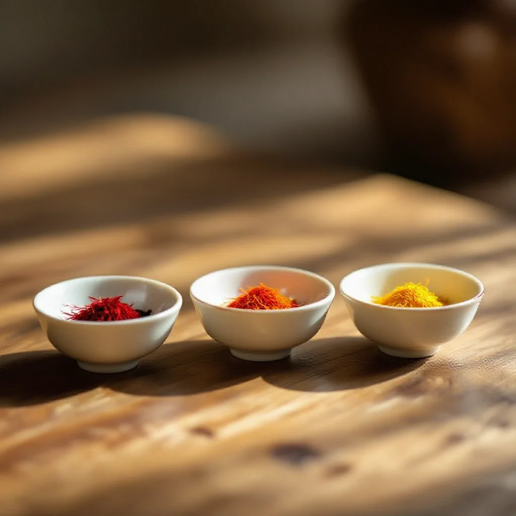 Three small porcelain dishes side by side