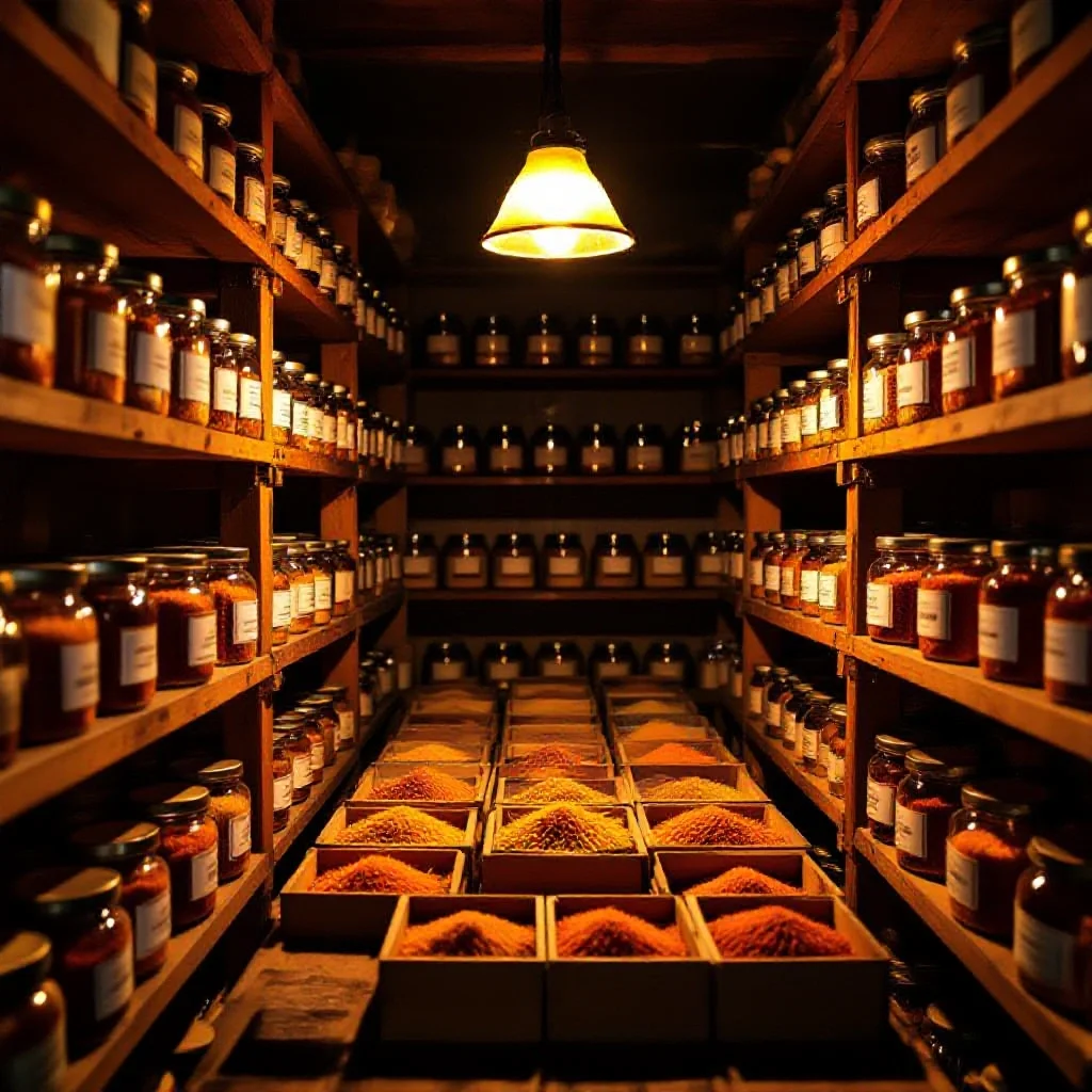 A saffron producer's storage room