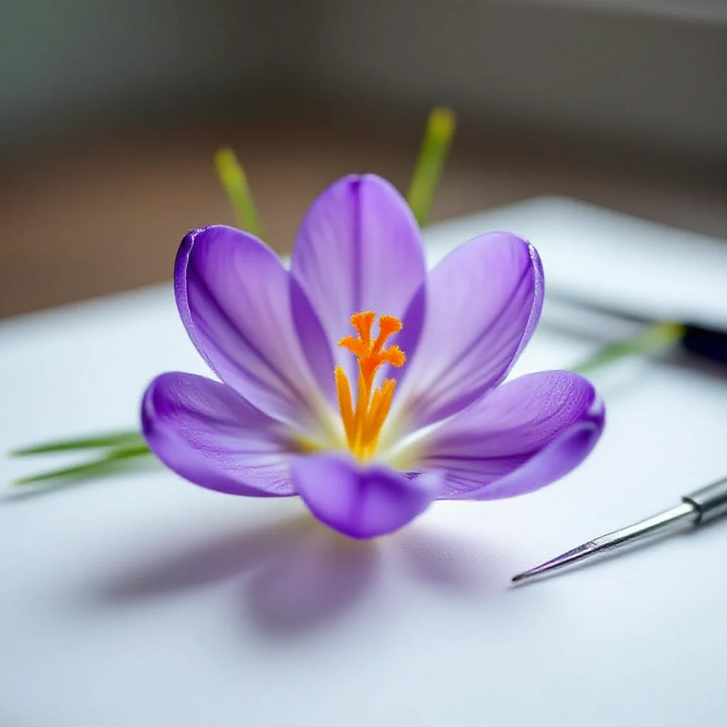 A Crocus sativus flower cross-section